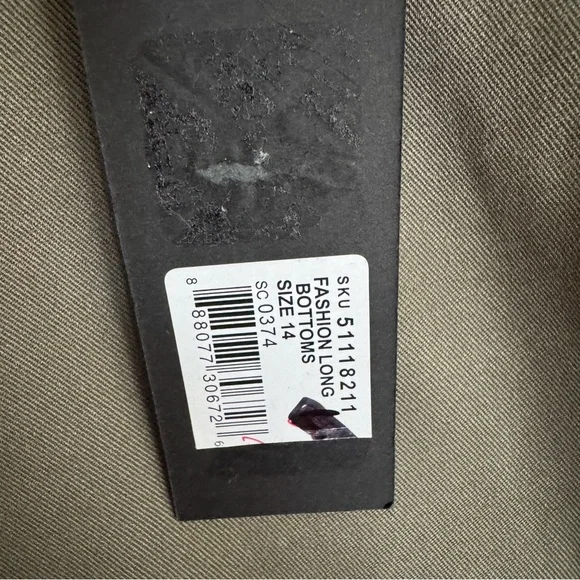 NWT GNW‎ Olive Green Wide Leg Culottes Flowy Tie Front Crops With Elastic Waist - Picture 9 of 12